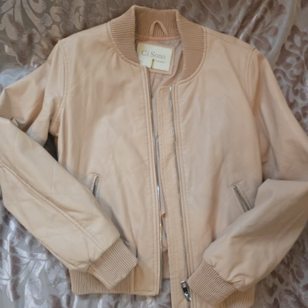 Ci Sono Women's Soft Pink Bomber Jacket